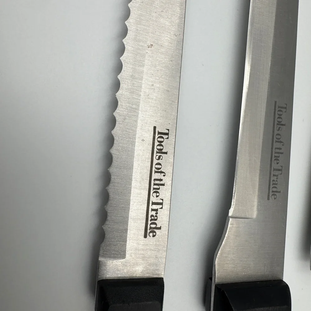 Tools of the‎ Trade 3 Piece Kitchen Knife Set Stainless Steel Black Triple Rivet